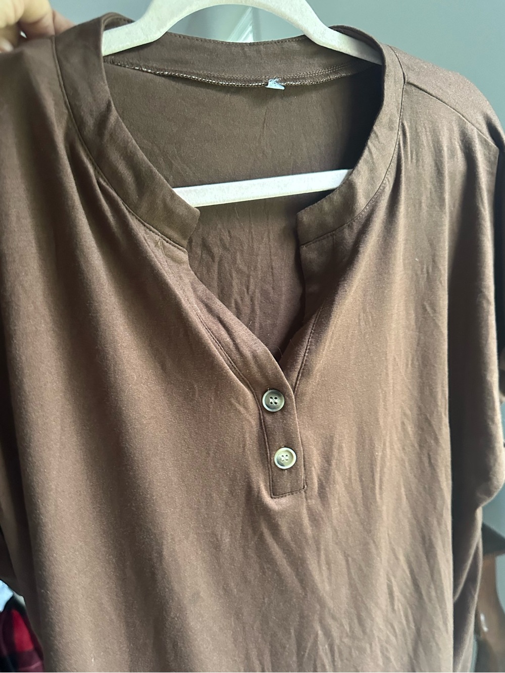 Women’s Brown Button Henley Top